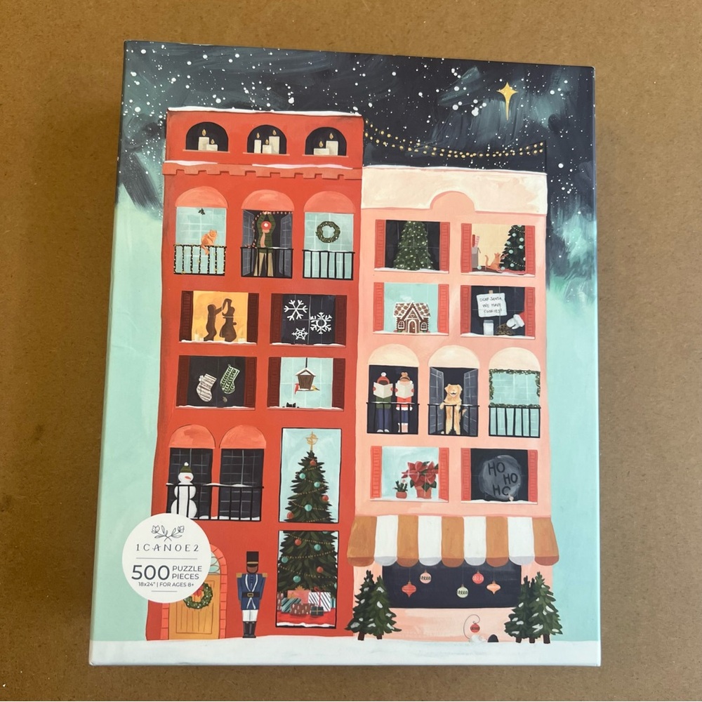 1Canoe2 Christmas in the City 500 Piece Holiday Puzzle with Festive Design